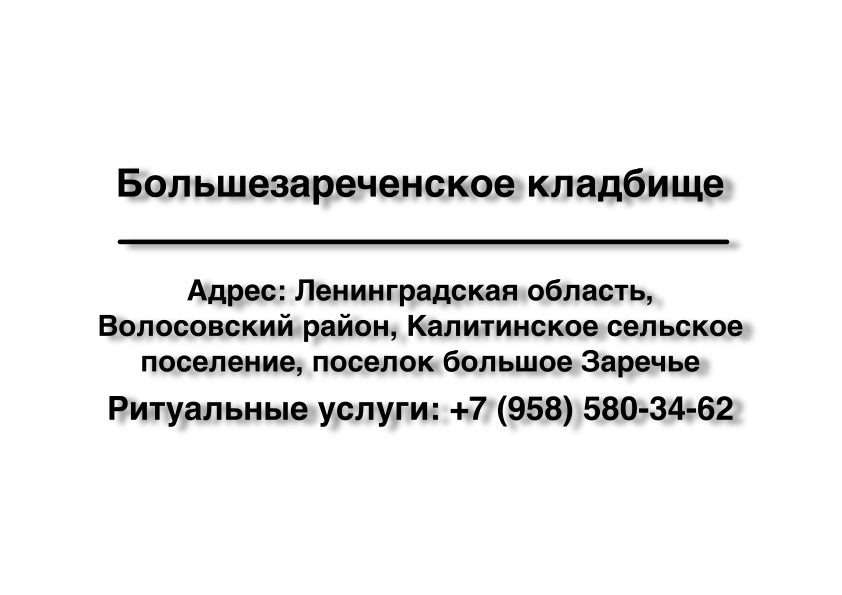 Большезареченское кладбище поселок большое Заречье (Волосовский район) заказать ритуальные услуги