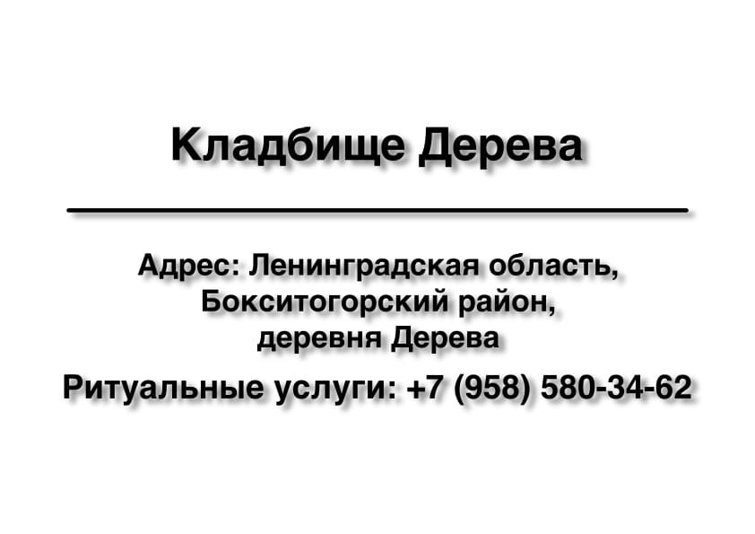 Кладбище в районе дер. Дерева (Бокситогорский район) заказать ритуальные услуги