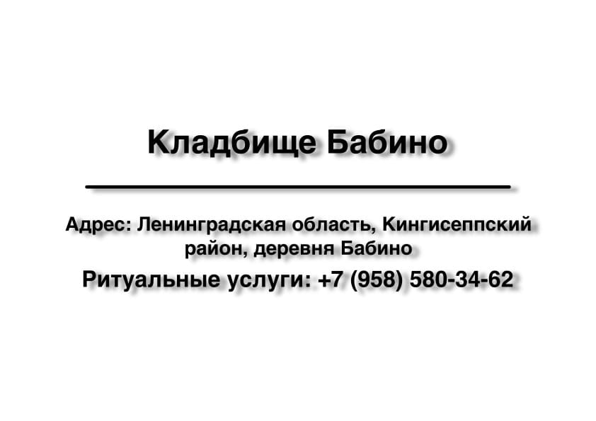 Кладбище в в дер. Бабино (Кингисеппский район) заказать ритуальные услуги
