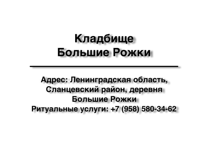 Кладбище в дер. Большие Рожки (Сланцевский район) заказать ритуальные услуги