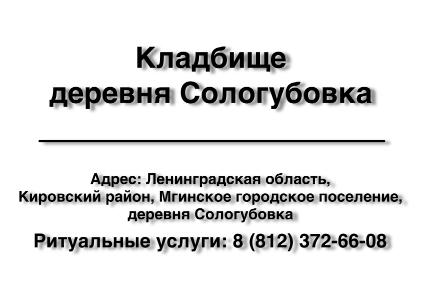 Кладбище деревня Сологубовка (Ленинградская область) ритуальные услуги место на кладбище