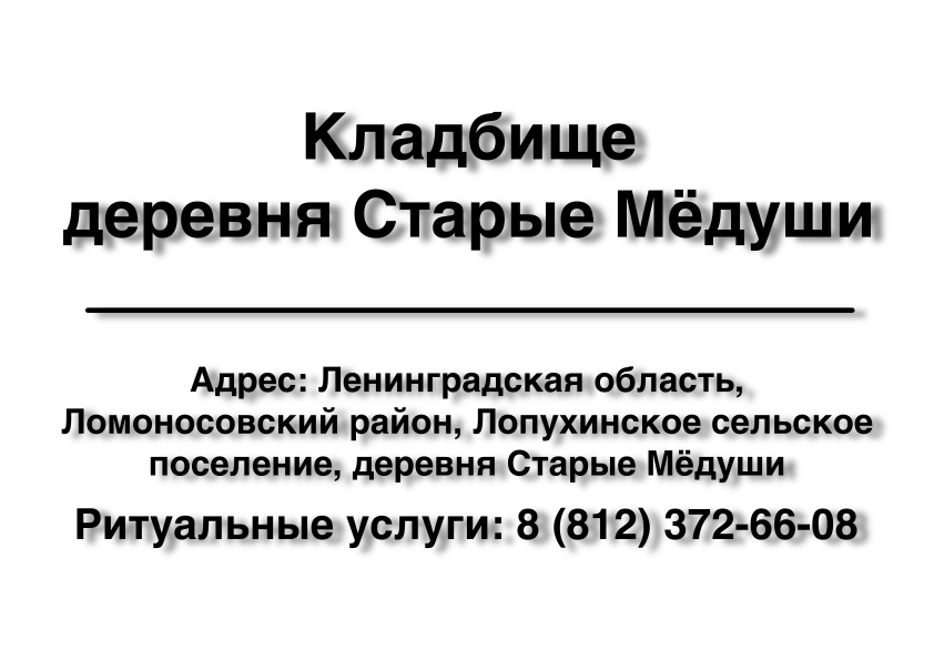 Кладбище деревня Старые Мёдуши (Ленинградская область) ритуальные услуги место на кладбище