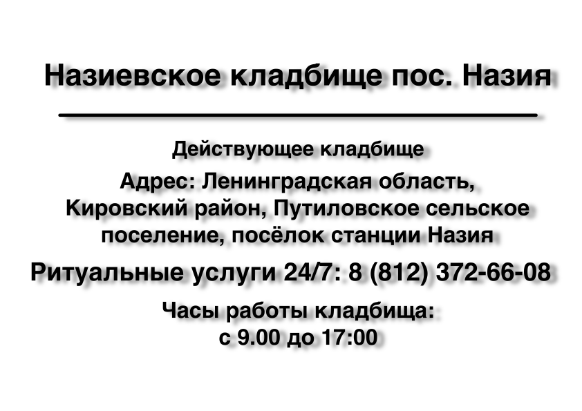 Назиевское кладбище пос. Назия (Кировский район) ритуальные услуги место на кладбище